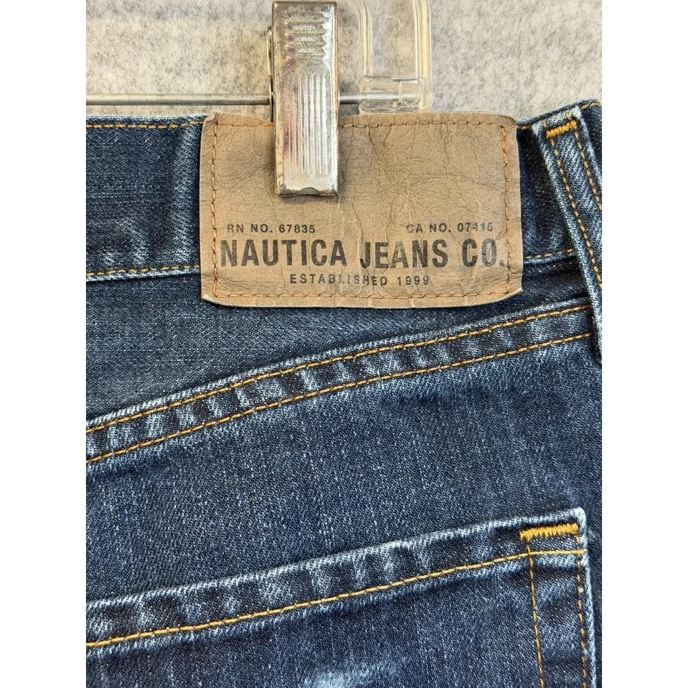 Nautica Jeans Co. Dark Wash Blue Jeans Relaxed Fit Mens' size 36x32 100% Cotton